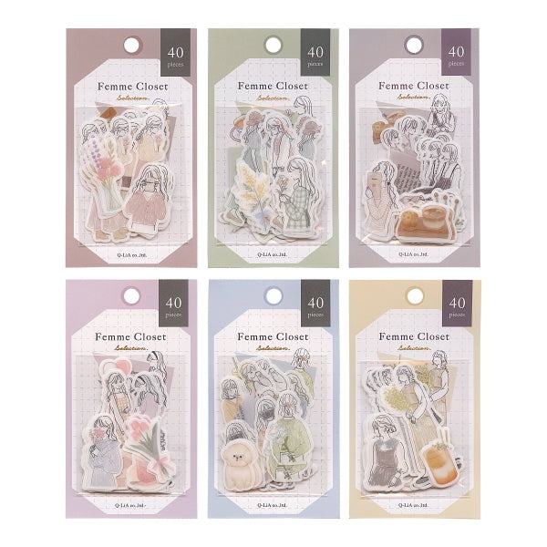 Q-LiA Femme Closet Flake Stickers - Girly Causal - Default Title by Techo Treats Stationery