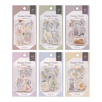 Q-LiA Femme Closet Flake Stickers - Girly Causal - Default Title by Techo Treats Stationery