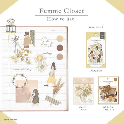Q-LiA Femme Closet Flake Stickers - Trad - Default Title by Techo Treats Stationery