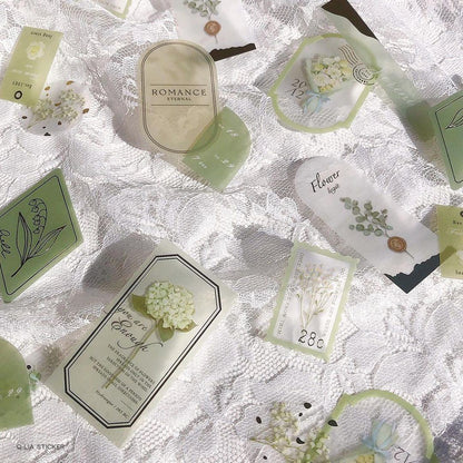 Q-LiA Fleuriere Flake Stickers - Ivory - Default Title by Techo Treats Stationery