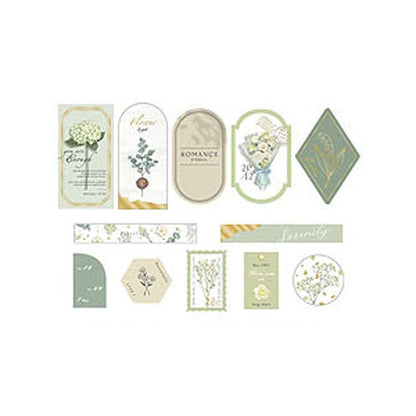 Q-LiA Fleuriere Flake Stickers - Lime Green - Default Title by Techo Treats Stationery