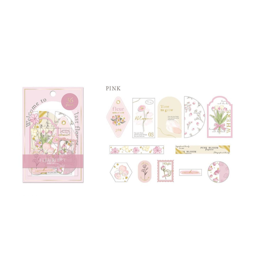 Q-LiA Fleuriere Flake Stickers - Pink - Default Title by Techo Treats Stationery