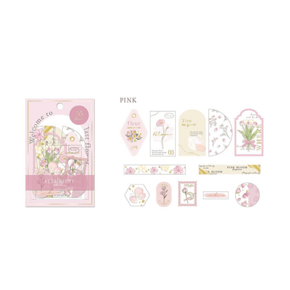 Q-LiA Fleuriere Flake Stickers - Pink - Default Title by Techo Treats Stationery