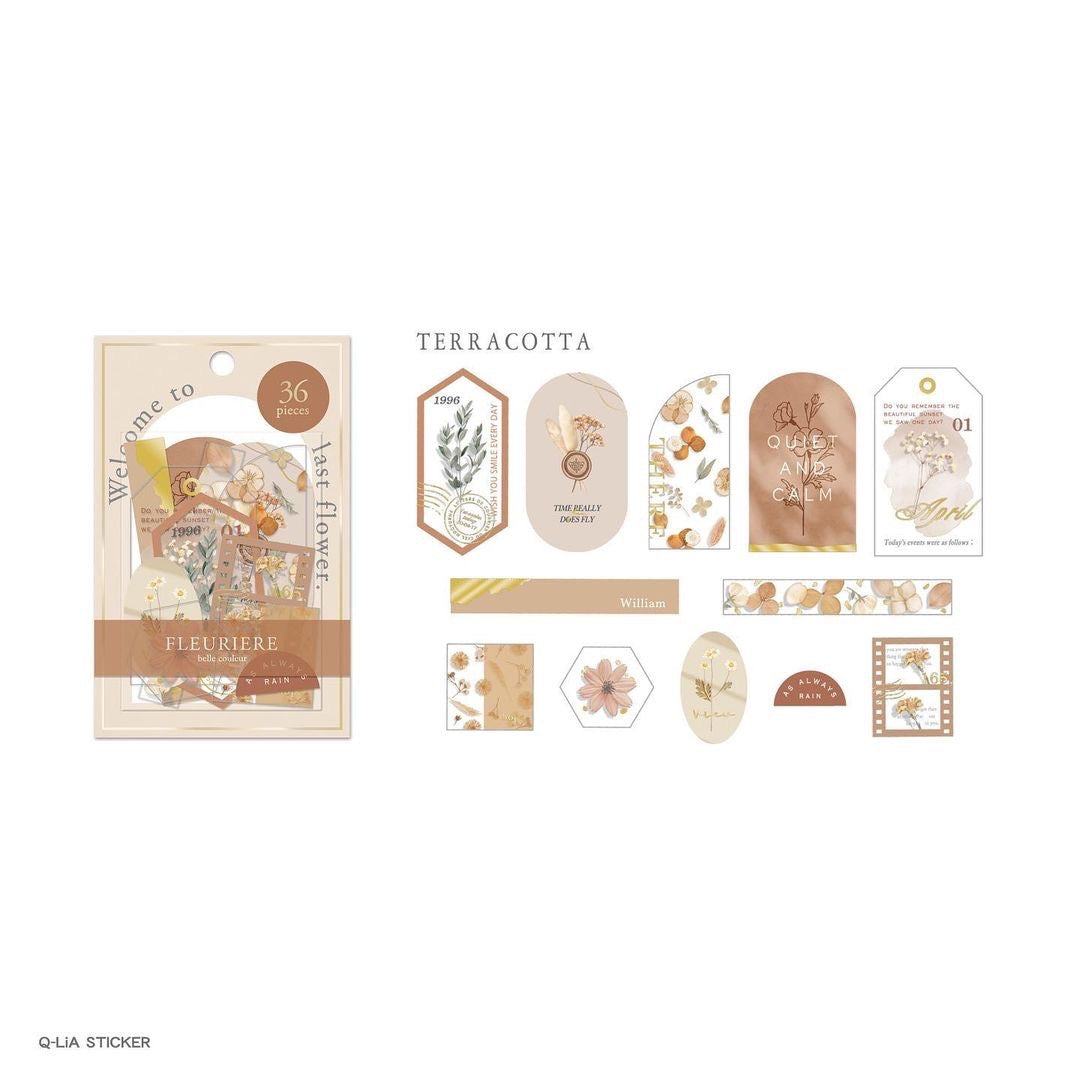 Q-LiA Fleuriere Flake Stickers - Terracotta - Default Title by Techo Treats Stationery