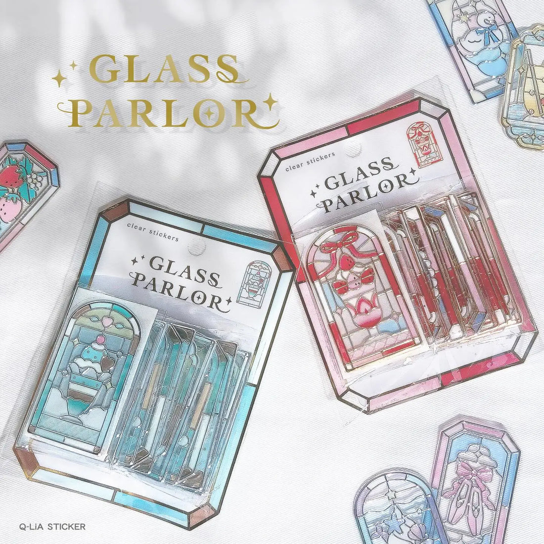 Q-LiA GLASS PARLOR Clear Sticker Vol.2 - Bundle of 6 Packs