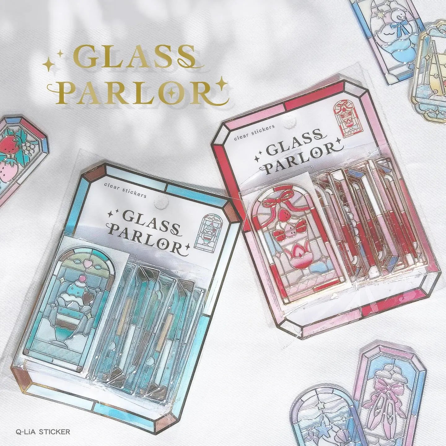 Q-LiA GLASS PARLOR Clear Sticker Vol.2 - Bundle of 6 Packs - Techo Treats