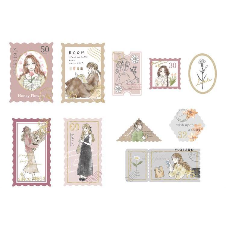 Q-LiA Kitterie Stamp-like Flake Stickers - My Holiday - Default Title by Techo Treats Stationery