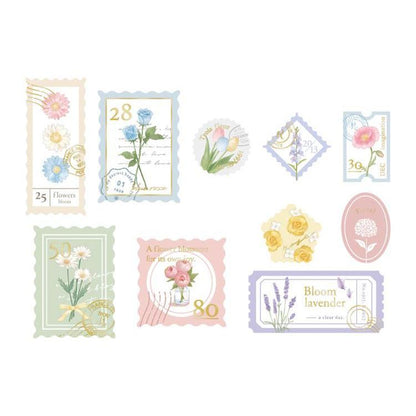 Q-LiA Kitterie Stamp-like Flake Stickers - Pastel Flower - Default Title by Techo Treats Stationery
