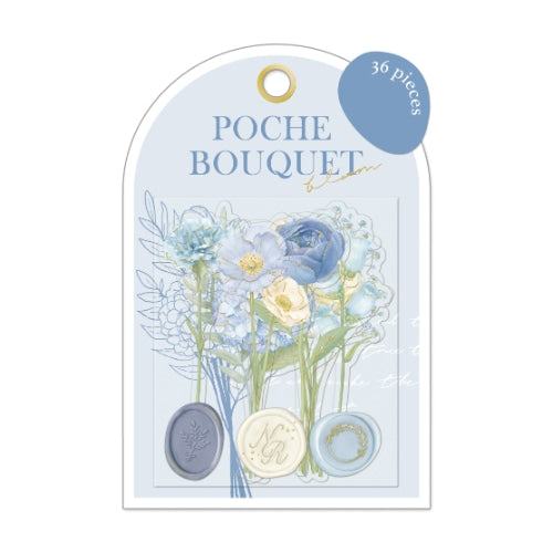 Q-LiA Poche Bouquet Flake Stickers - Blue - Default Title by Techo Treats Stationery