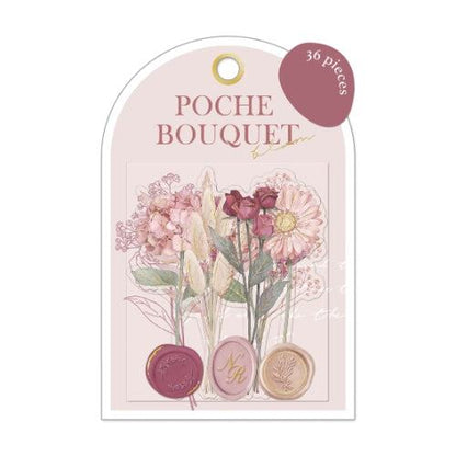 Q-LiA Poche Bouquet Flake Stickers - Dusty Pink - Default Title by Techo Treats Stationery