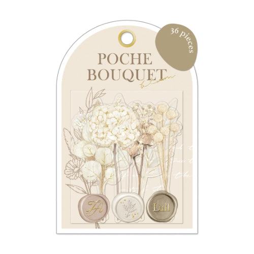 Q-LiA Poche Bouquet Flake Stickers - Ivory - Default Title by Techo Treats Stationery