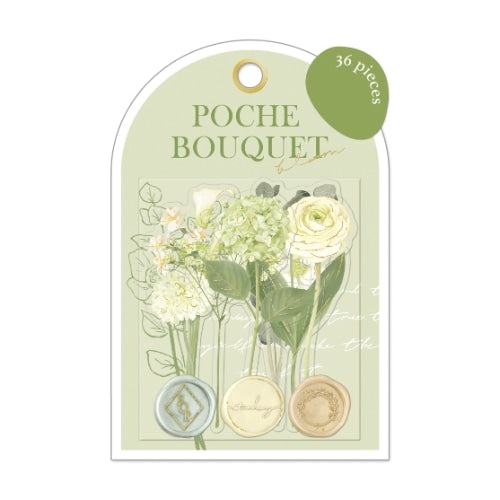 Q-LiA Poche Bouquet Flake Stickers - Lime Green - Default Title by Techo Treats Stationery