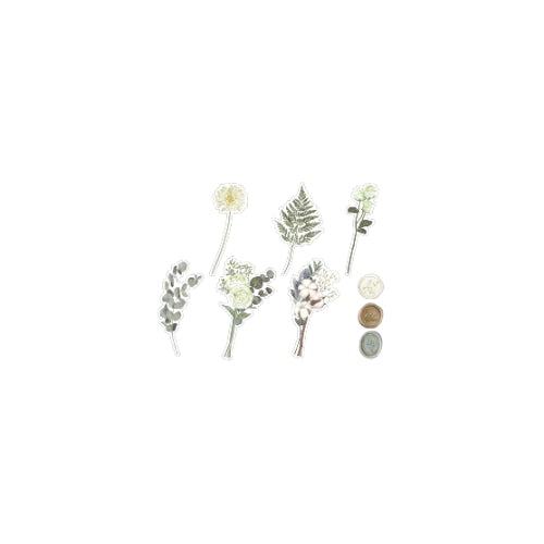 Q-LiA Poche Bouquet Flake Stickers - Moss Green - Default Title by Techo Treats Stationery