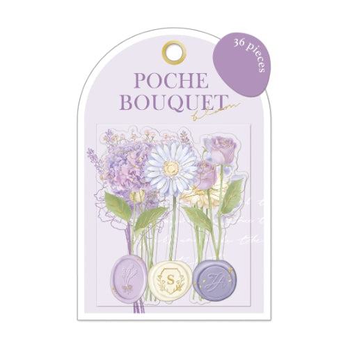 Q-LiA Poche Bouquet Flake Stickers - Purple - Default Title by Techo Treats Stationery