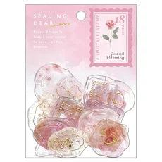 Q-LiA Sealing Dear Clear Seal Flake Stickers - blooming (Melty Pink) - Default Title by Techo Treats Stationery