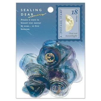 Q-LiA Sealing Dear Clear Seal Flake Stickers - moonlight (Night Blue) - Default Title by Techo Treats Stationery