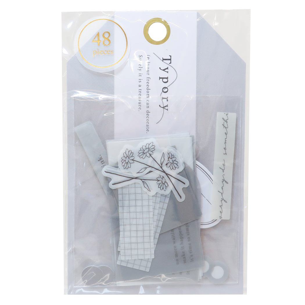 Q-LiA Typory Flake Stickers - Gray - Default Title by Techo Treats Stationery