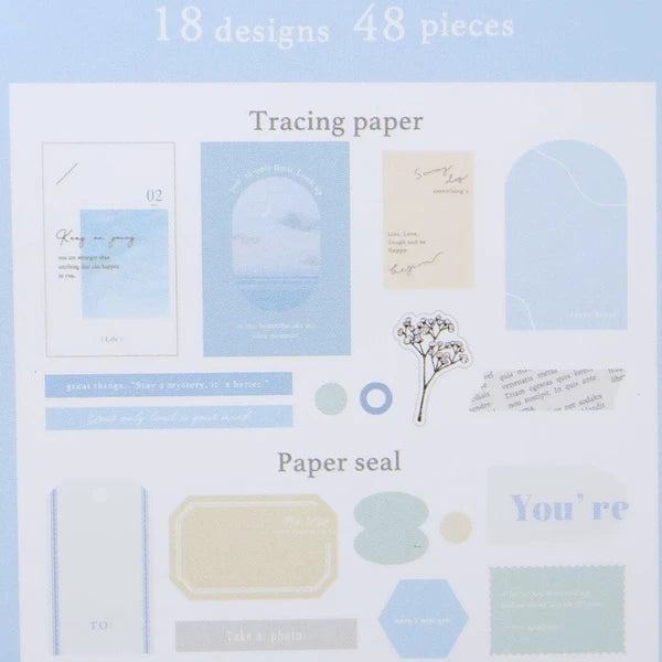 Q-LiA Typory Flake Stickers - Light Blue - Default Title by Techo Treats Stationery