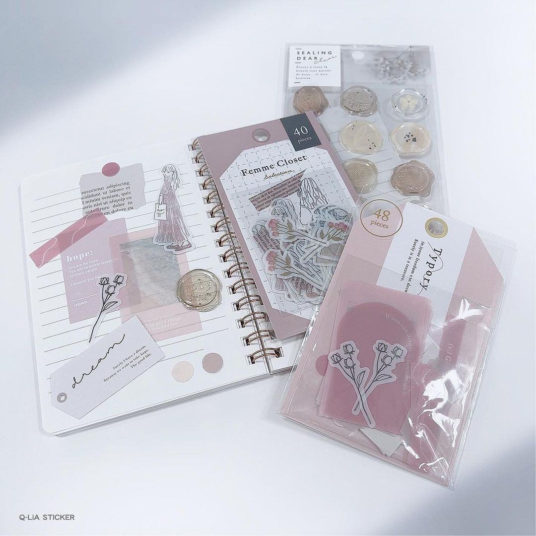 Q-LiA Typory Flake Stickers - Pink - Default Title by Techo Treats Stationery