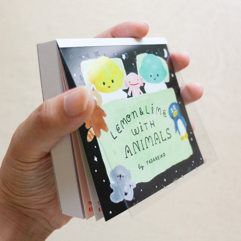 Reiko Tada Block Memo - LEMON &amp; LIME WITH ANIMALS - cozyca products - Default Title by Techo Treats Stationery