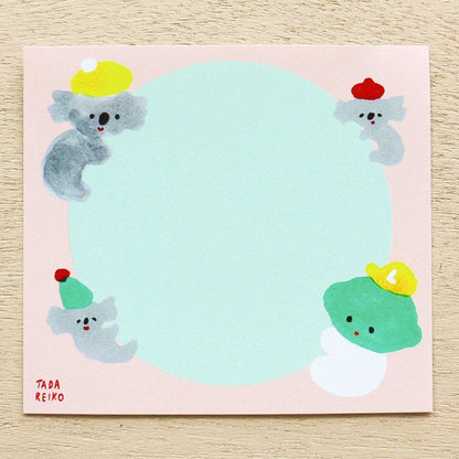 Reiko Tada Block Memo - LEMON &amp; LIME WITH ANIMALS - cozyca products - Default Title by Techo Treats Stationery