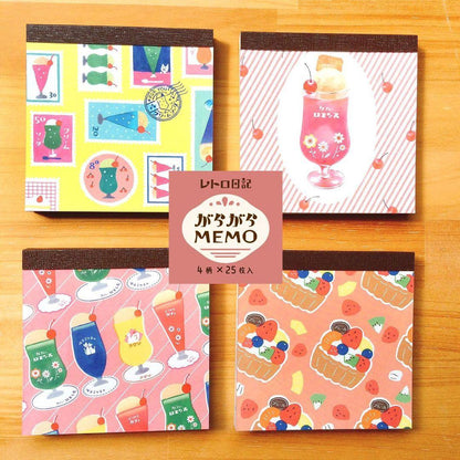 Retro Diary Garagara Memo Pad - Red Stripe - Furukawa Shiko - Default Title by Techo Treats Stationery