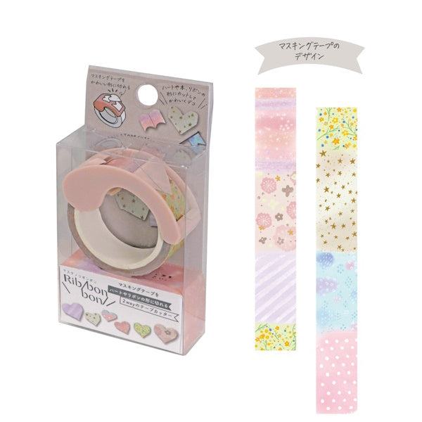 Ribbon Bon 2way Masking Tape Cutter 2nd Edition - Heart (With Masking Tape) - Kutsuwa - Default Title by Techo Treats Stationery