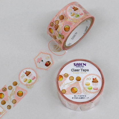 SAIEN Stamp Story Foil-stamped Clear Tape - Tea Party - Default Title by Techo Treats Stationery
