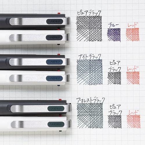 Sakura Crepas Ballsign iD 3C 3-color 0.4mm Ballpoint Pen - White C (Forest Black, Pure Black, Red) - Default Title by Techo Treats Stationery