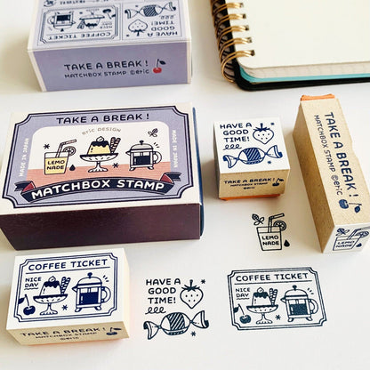 SANBY eric Matchbox Rubber Stamp Set - Coffee Shop - Default Title by Techo Treats Stationery