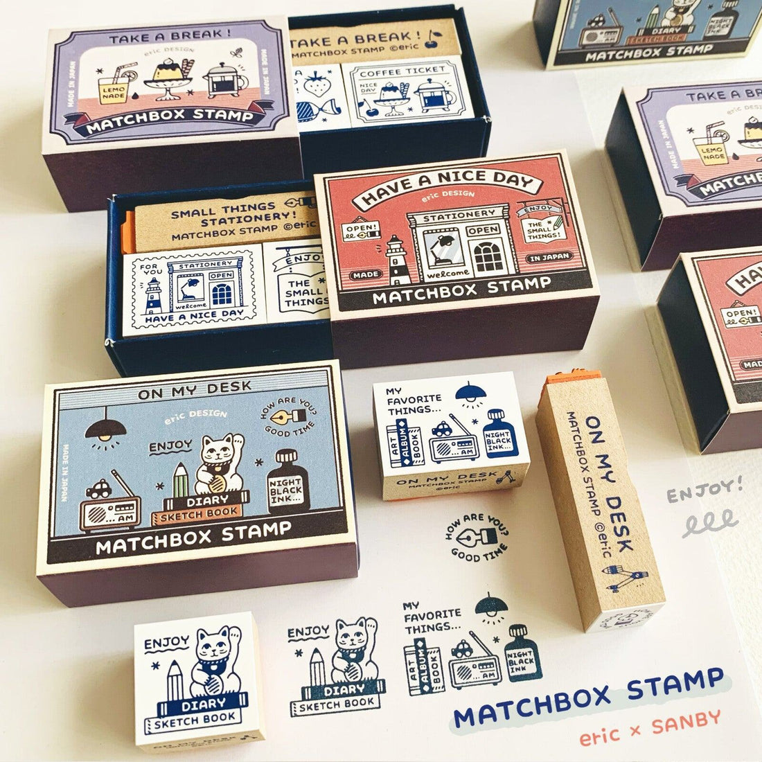 SANBY eric Matchbox Rubber Stamp Set - ON MY DESK - Default Title by Techo Treats Stationery