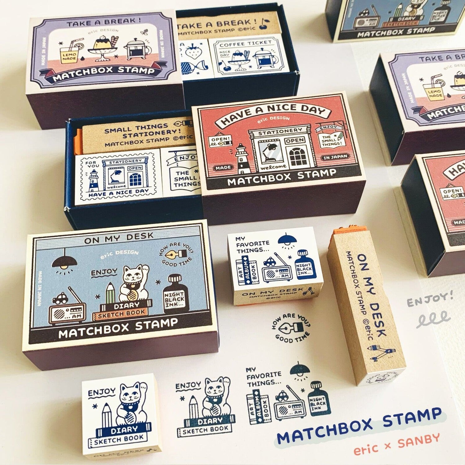 SANBY eric Matchbox Rubber Stamp Set - ON MY DESK - Default Title by Techo Treats Stationery