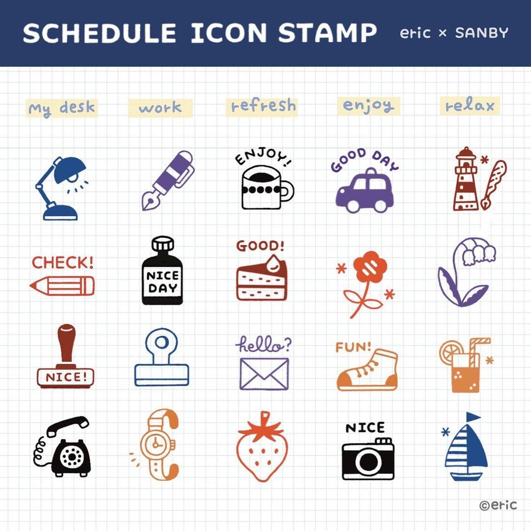 SANBY eric Schedule Icon Penetrating Stamp - Work - Default Title by Techo Treats Stationery