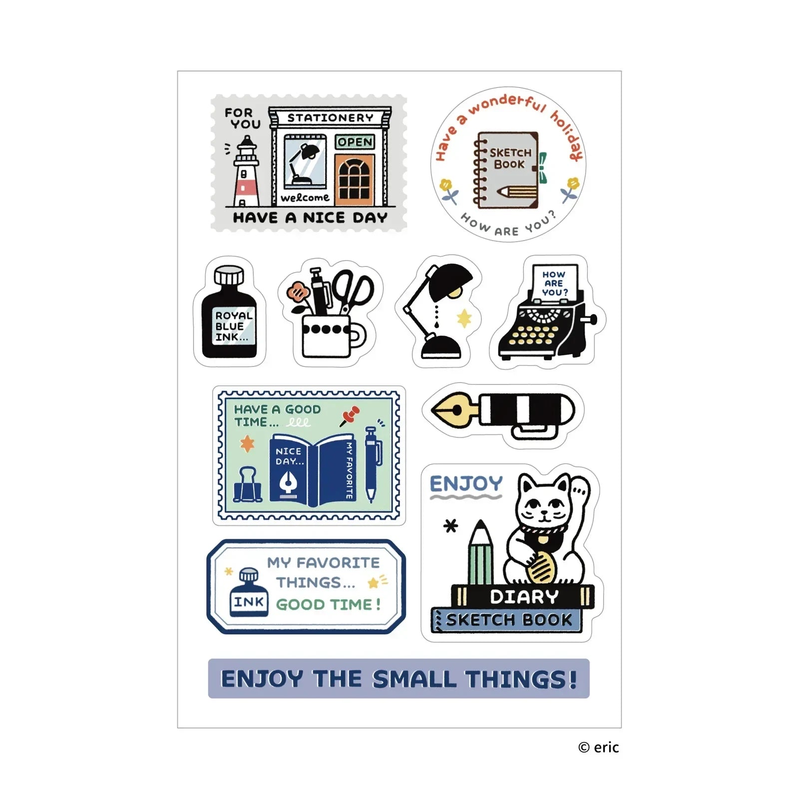 SANBY eric Washable MULTI-STICKER - ENJOY - Default Title by Techo Treats Stationery