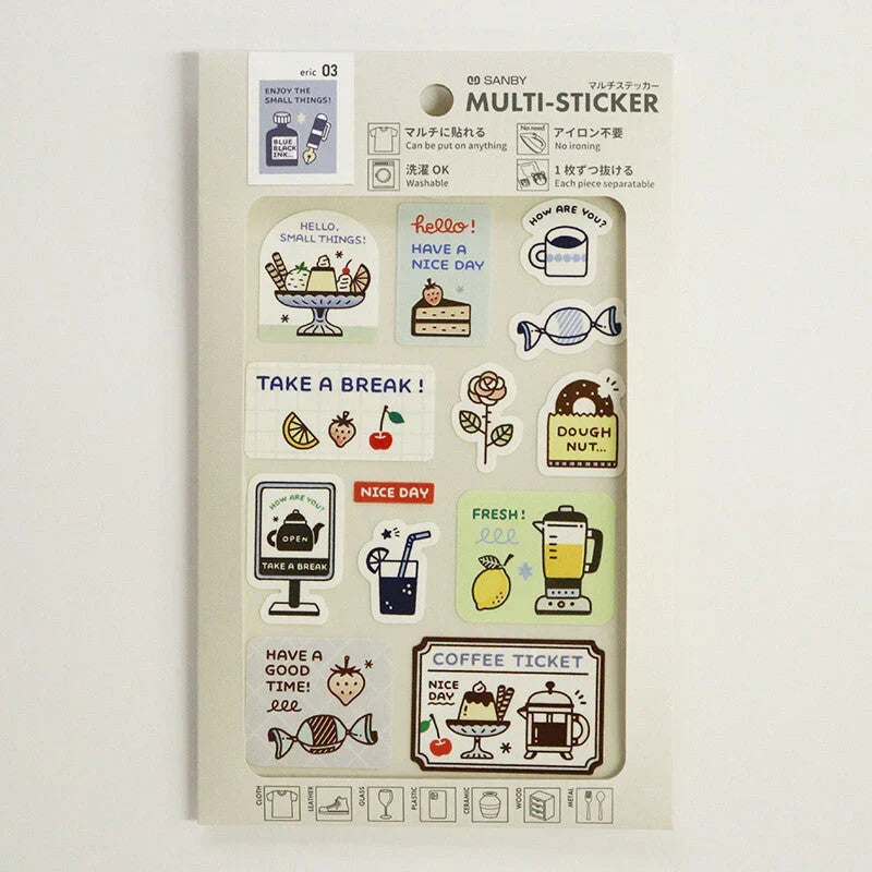 SANBY eric Washable MULTI-STICKER - TEA TIME - Default Title by Techo Treats Stationery