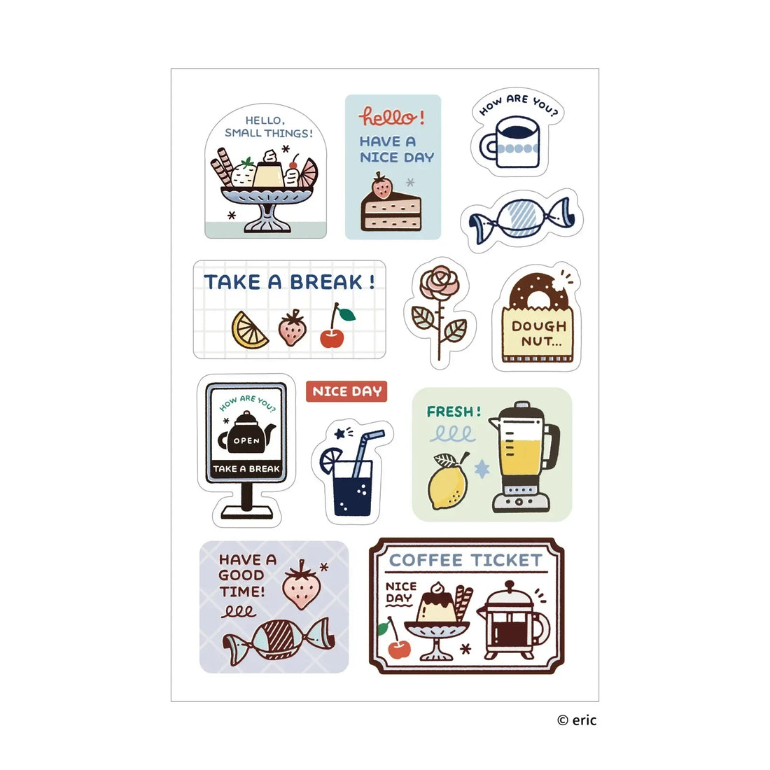 SANBY eric Washable MULTI-STICKER - TEA TIME - Default Title by Techo Treats Stationery