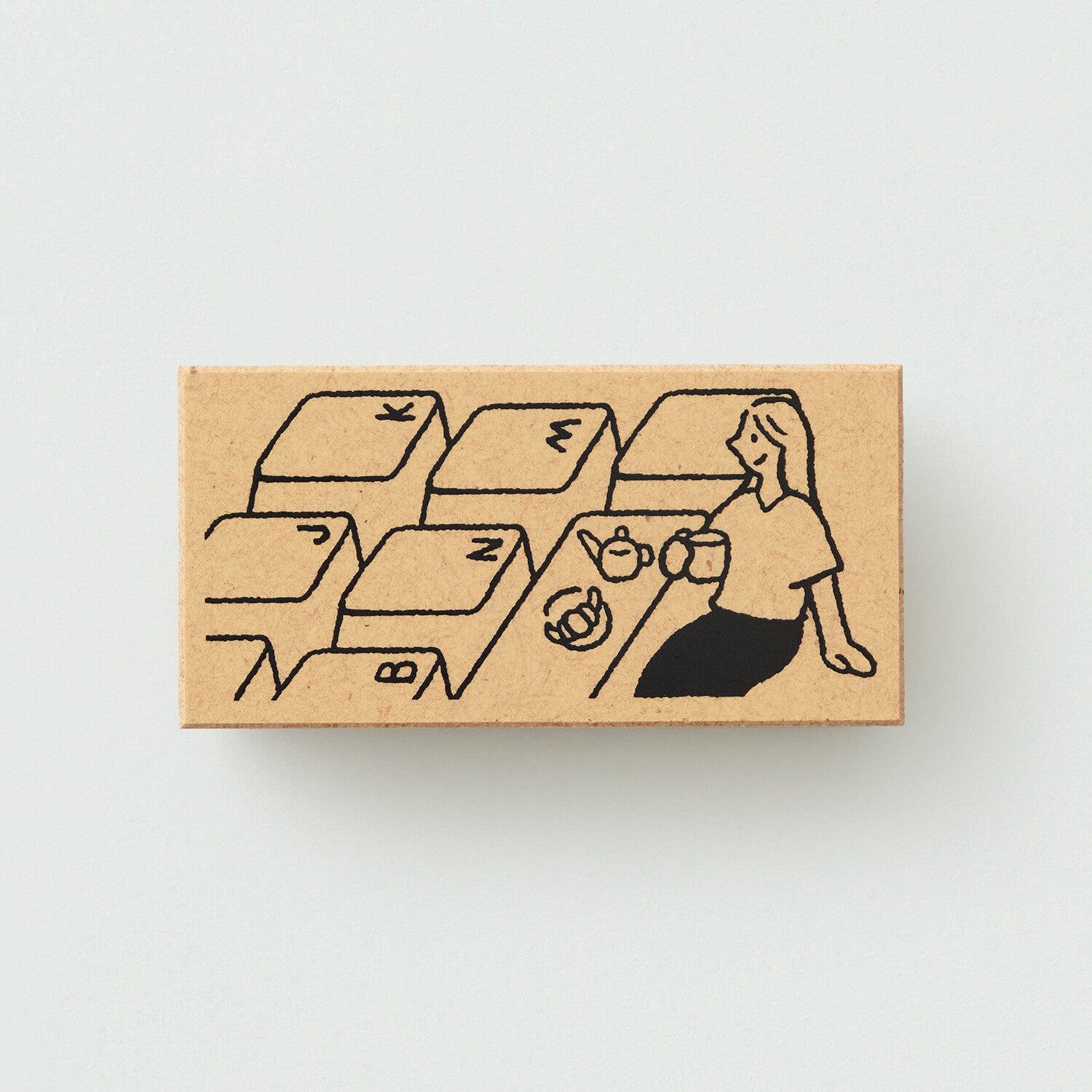 Sankakeru Office Life Rubber Stamp - Keyboard - Techo Treats