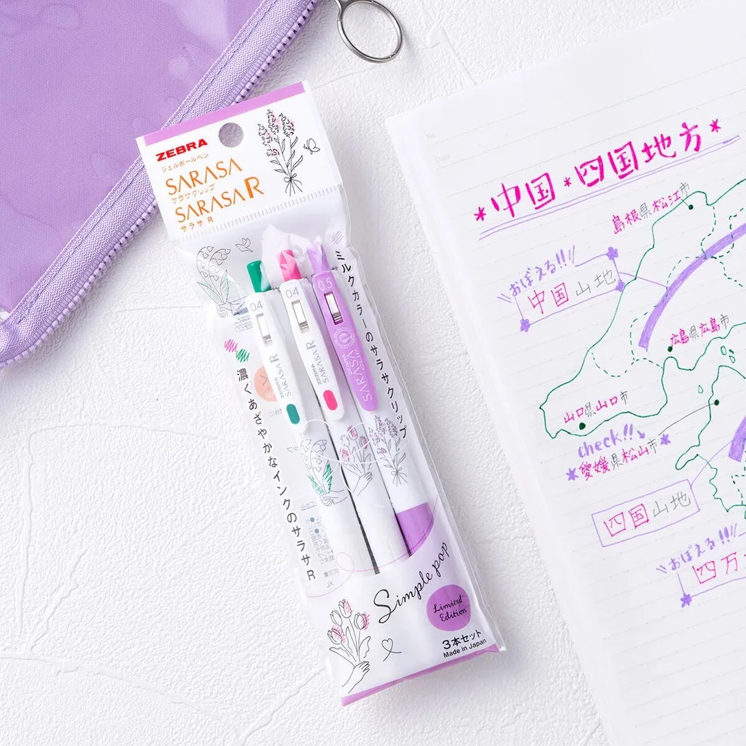ZEBRA Sarasa &amp; Sarasa R Simple Pop Limited Edition - Bouquet (Set of 3 Pens)