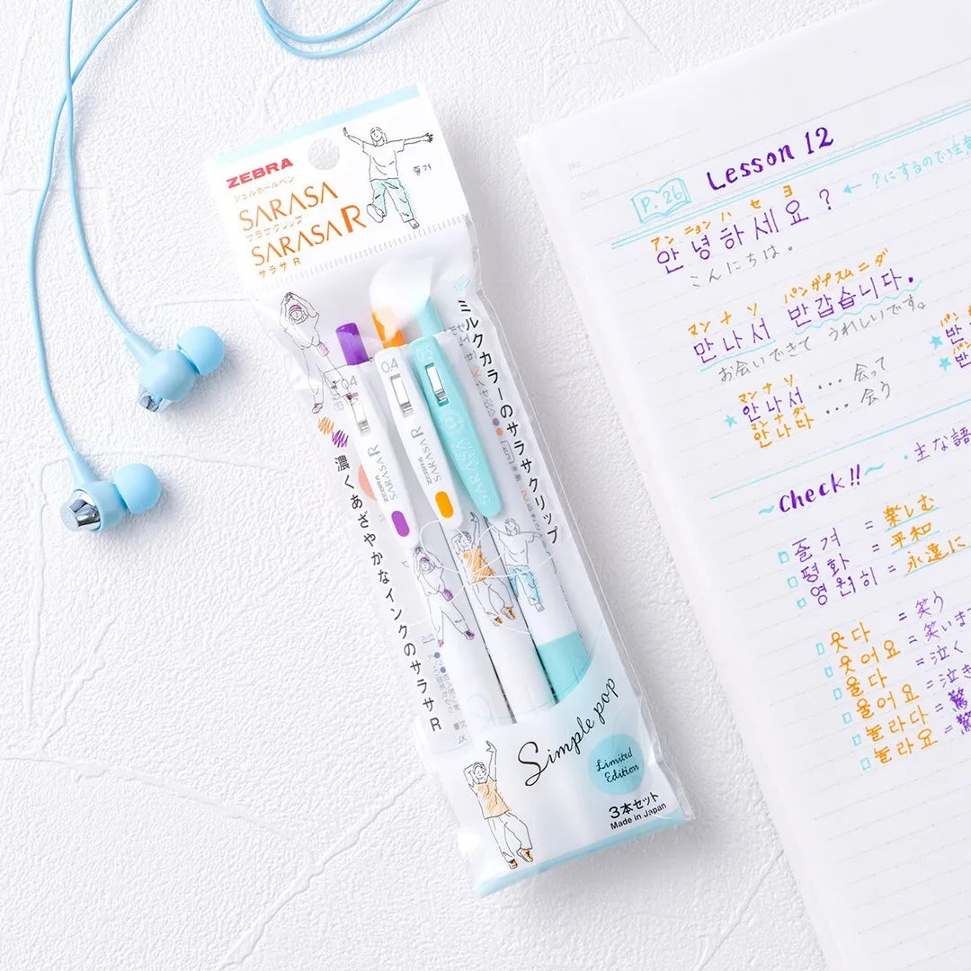 ZEBRA Sarasa &amp; Sarasa R Simple Pop Limited Edition - Trio (Set of 3 Pens)