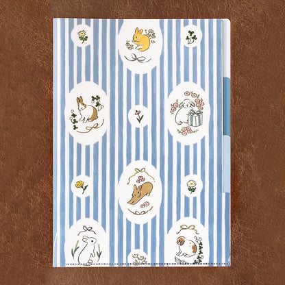 Schinako Moriyama A4 3-Pocket Clear Folder - Ribbon and Rabbit - Papier Platz - Default Title by Techo Treats Stationery