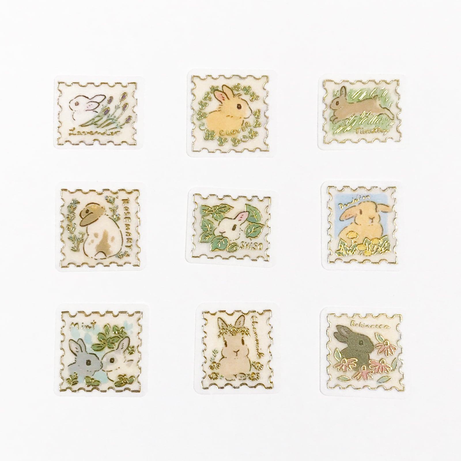 Schinako Moriyama Flake Seal - Rabbit and Flower Stamp - Papier Platz - Default Title by Techo Treats Stationery