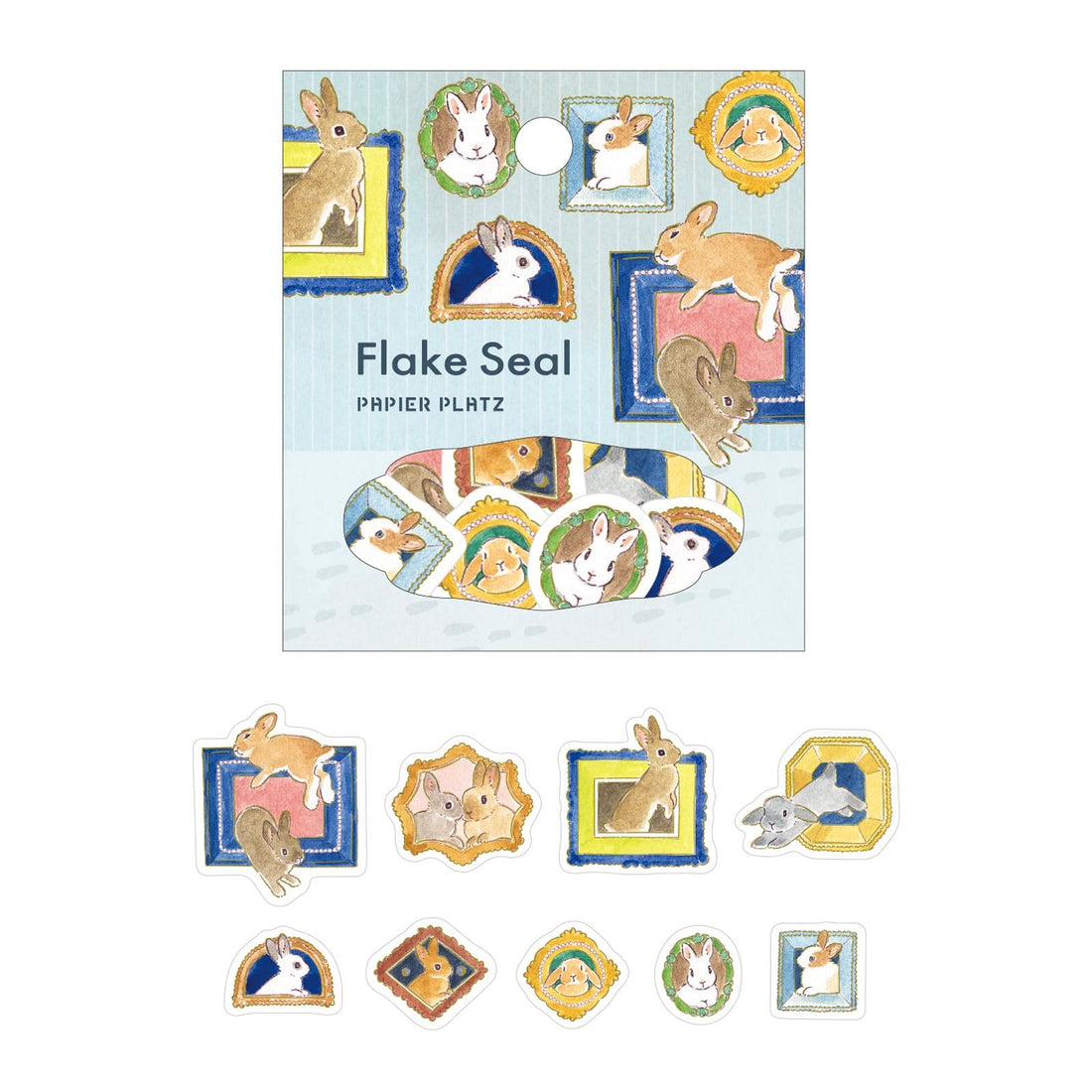 Schinako Moriyama Flake Seal - Rabbit in Frames - Papier Platz - Default Title by Techo Treats Stationery