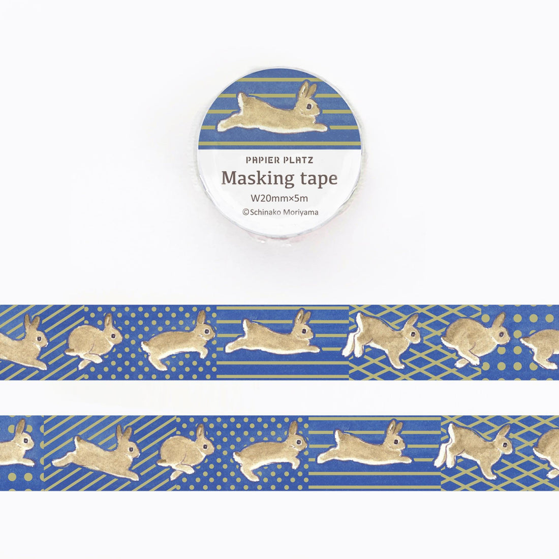 Schinako Moriyama Masking Tape - Running Rabbit - Papier Platz - Default Title by Techo Treats Stationery