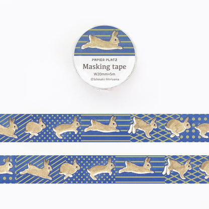 Schinako Moriyama Masking Tape - Running Rabbit - Papier Platz - Default Title by Techo Treats Stationery