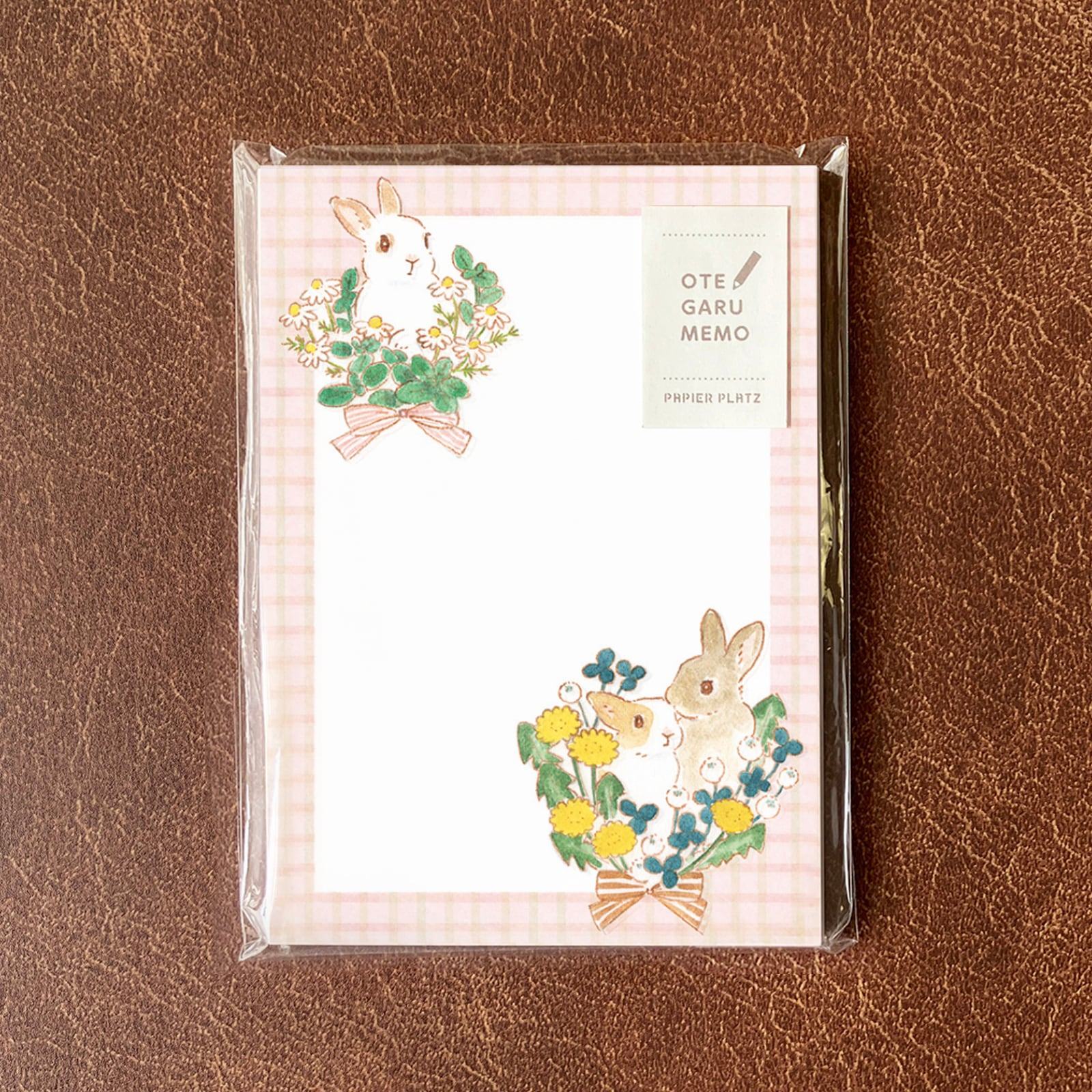 Schinako Moriyama OTEGARU MEMO - Rabbit and Wildflowers - Papier Platz - Default Title by Techo Treats Stationery
