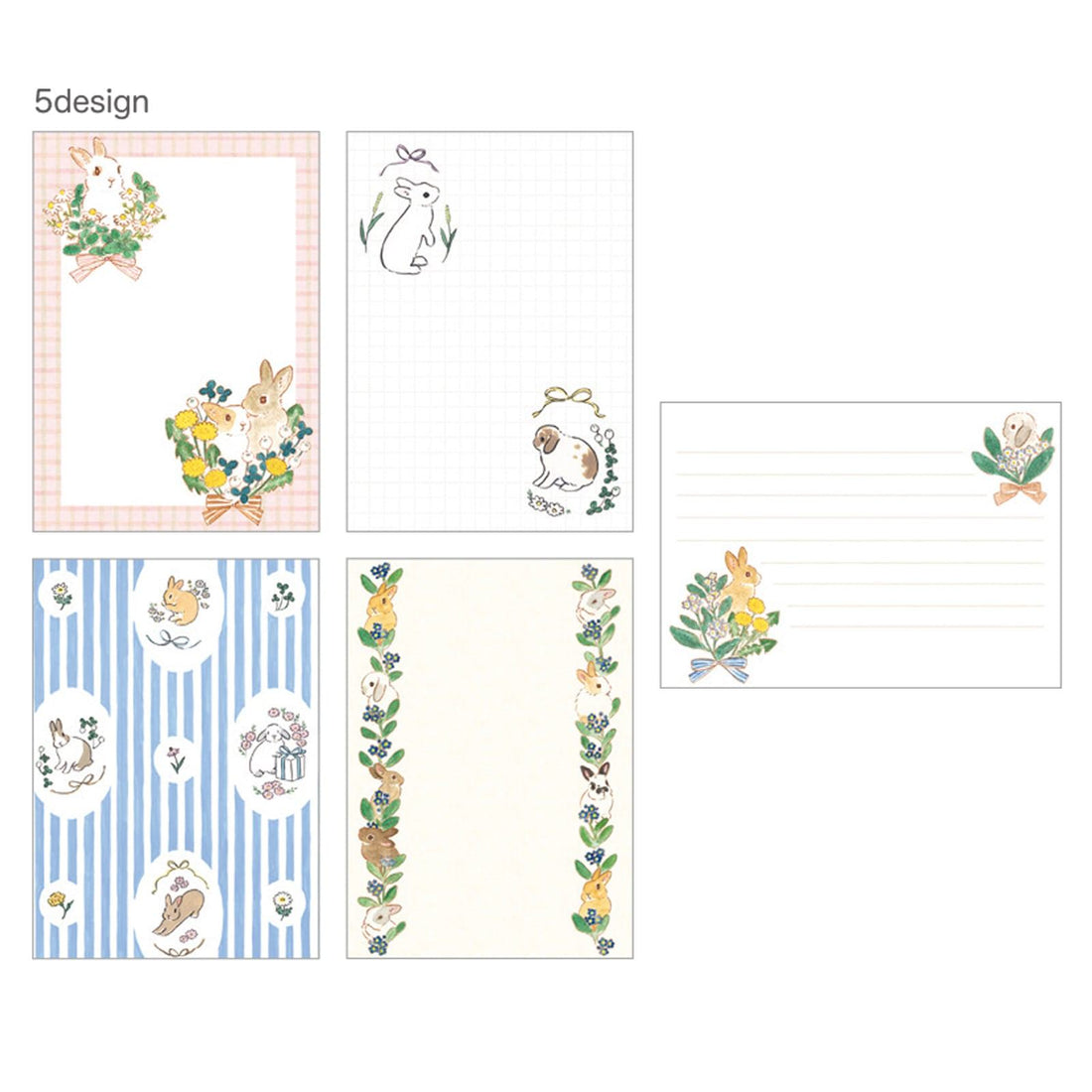 Schinako Moriyama OTEGARU MEMO - Rabbit and Wildflowers - Papier Platz - Default Title by Techo Treats Stationery