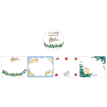 Schinako Moriyama Roll Sticky Notes - Rabbit and Fruit - Papier Platz - Default Title by Techo Treats Stationery