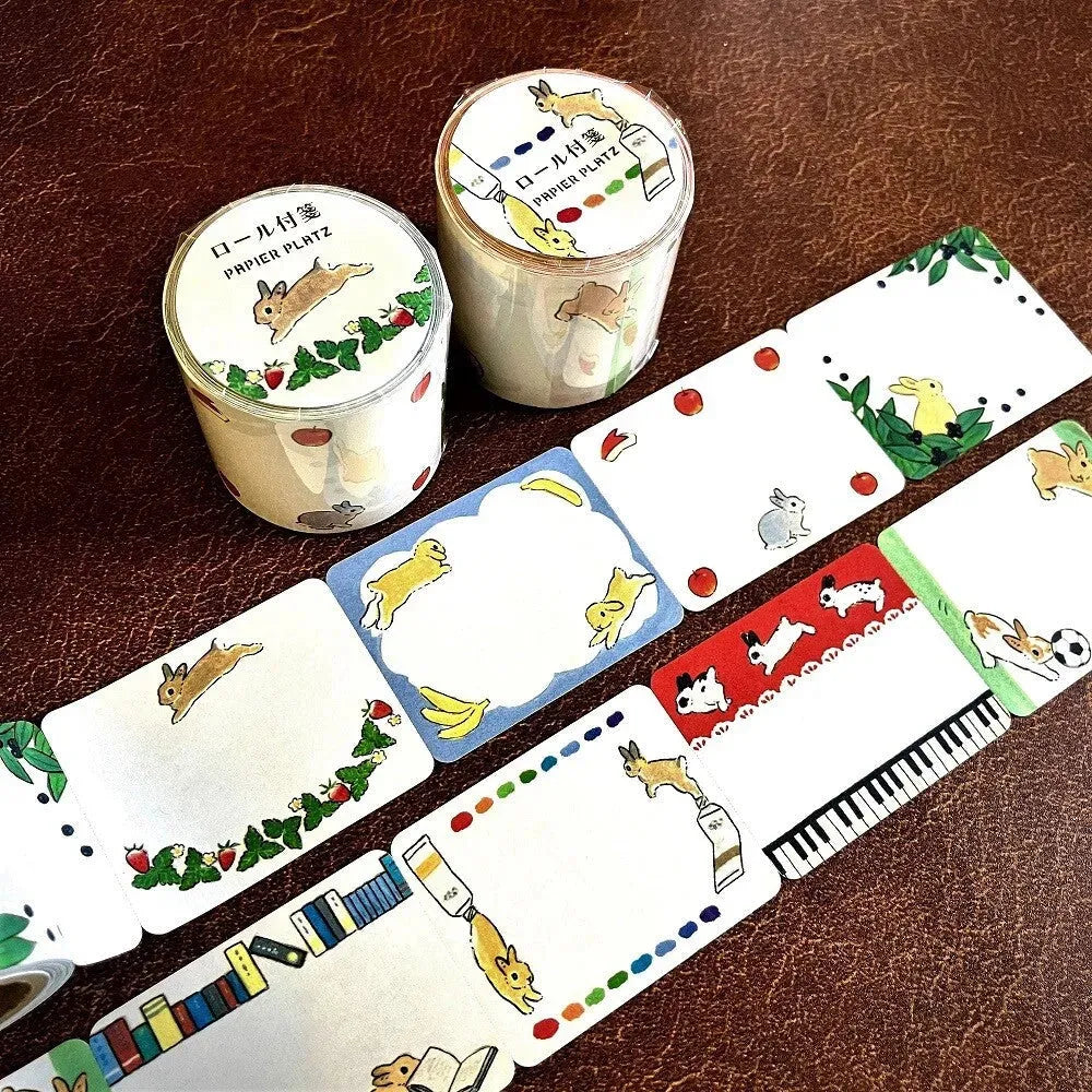 Schinako Moriyama Roll Sticky Notes - Rabbit and Fruit - Papier Platz - Default Title by Techo Treats Stationery