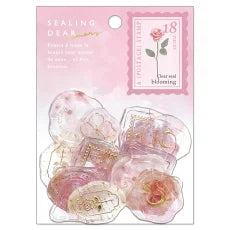 Sealing Dear Clear Seal Flake Stickers - blooming (Melty Pink) - Techo Treats