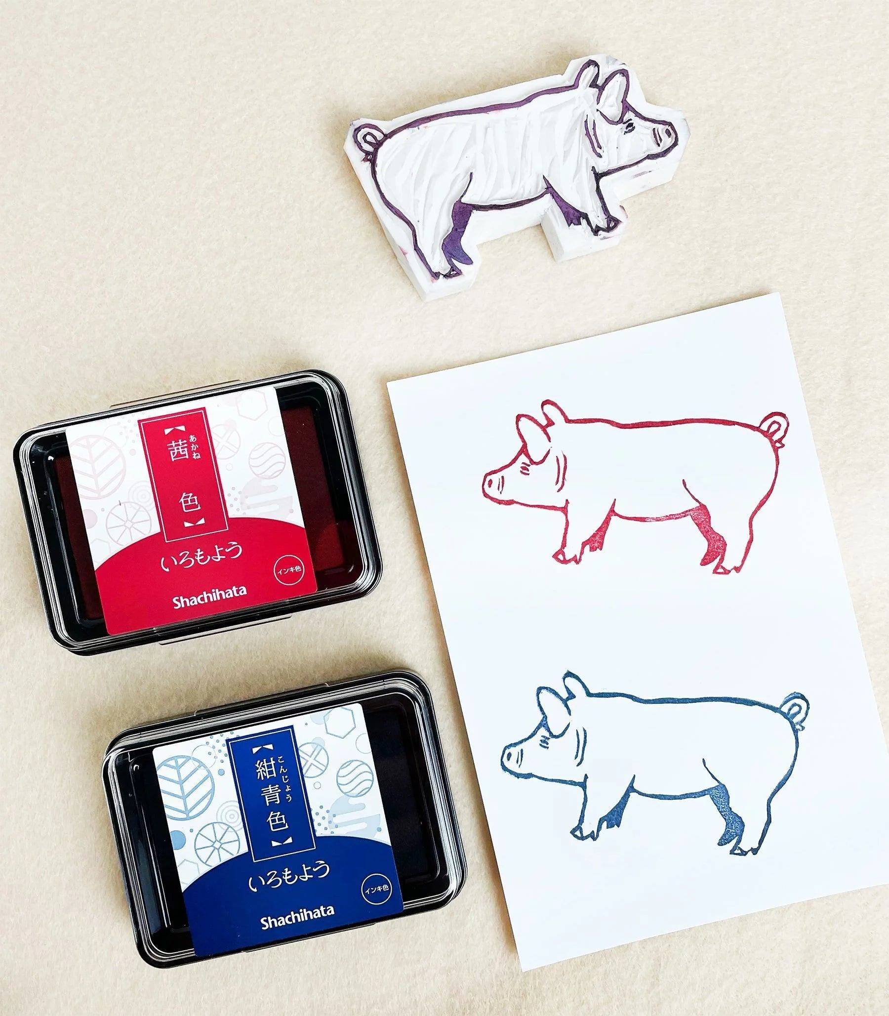 Shachihata Iromoyo Oil-based Ink Pad - 2021 New Color (5 colors) - Dark Blue 紺青色 by Techo Treats Stationery